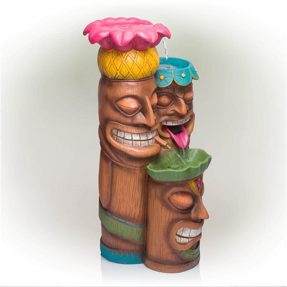 Colorful Tiki Head Polyresin Outdoor Fountain with LED Lights