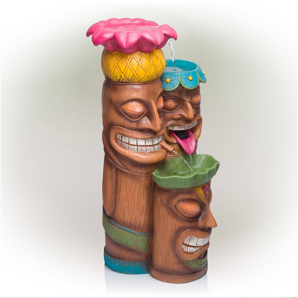 Colorful Tiki Head Polyresin Outdoor Fountain with LED Lights