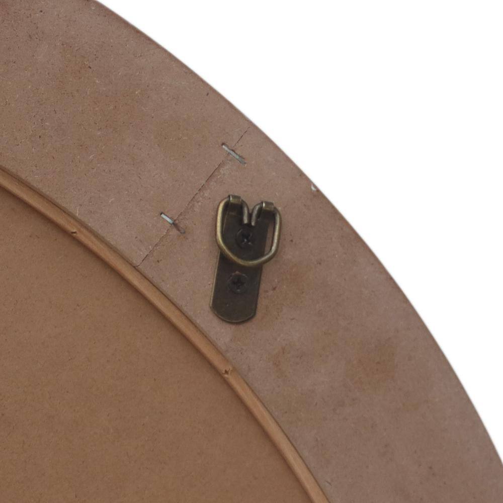 31.5" Round Natural Wood Framed Decorative Mirror