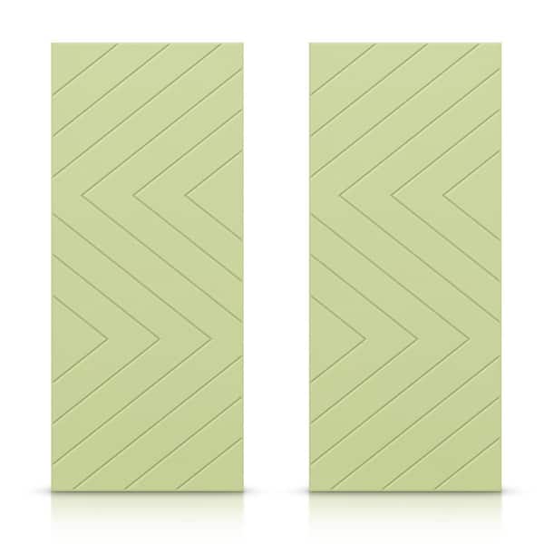 CALHOME 48 in. x 80 in. Hollow Core Sage Green Painted Composite MDF Interior Double Closet Sliding Doors