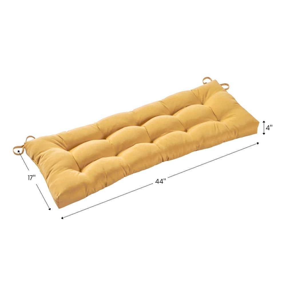 Wheat Sunbrella Fabric Outdoor Bench Cushion with Ties