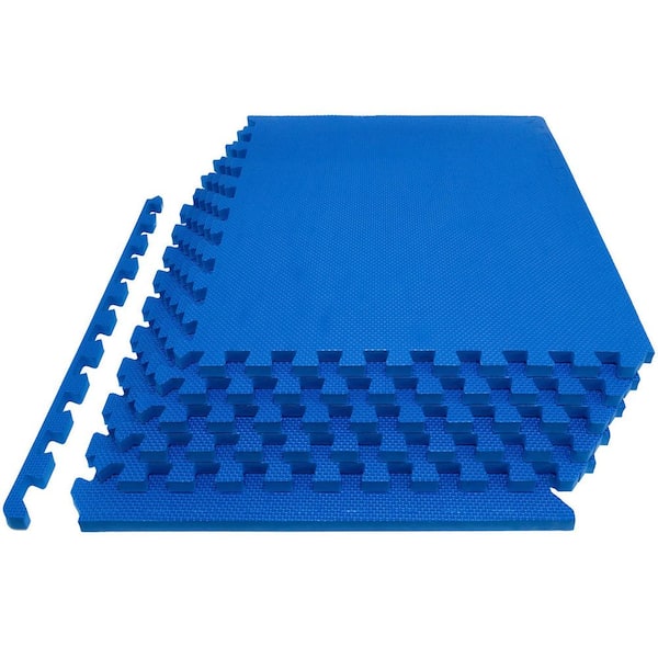 Unbranded Blue 24 in. W x 24 in. L x 1 in. T EVA Interlocking Foam Gym Flooring Mat (6 Tiles/Pack) (24 sq. ft. )
