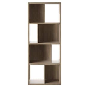 69.63 in. H Natural Oak 8-Shelf Contemporary Standard Bookcase with Open Storage