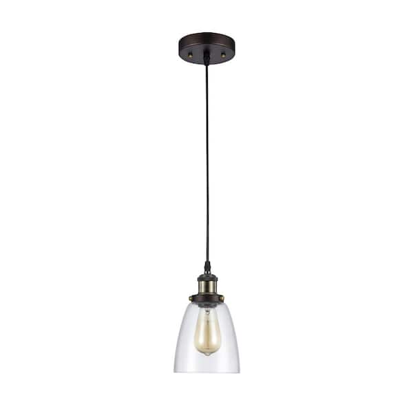 Tidoin 1-Light Black Round Iron Ceiling Lamp Chandelier