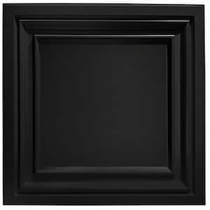 2 ft. x 2 ft. Lay-in Ceiling Tile Panel-PVC/Vinyl with Icon Relief, Black Finish, Feather-Light (Case of 24)