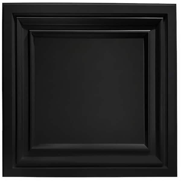 2 ft. x 2 ft. Lay-in Ceiling Tile Panel-PVC/Vinyl with Icon Relief, Black Finish, Feather-Light (Case of 24)