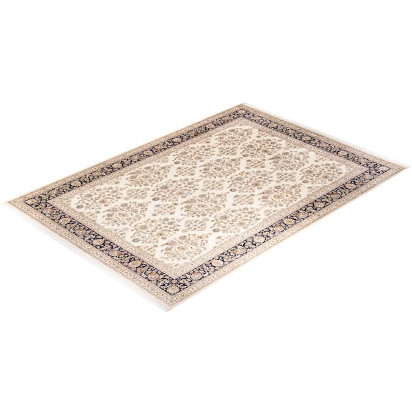 Mogul Traditional Ivory 9 ft. 2 in. x 13 ft. Oriental Area Rug