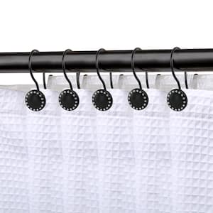 Shower Rings Double Shower Curtain Hooks for Bathroom Rust Resistant Shower Curtain Hooks Rings in Matte Black