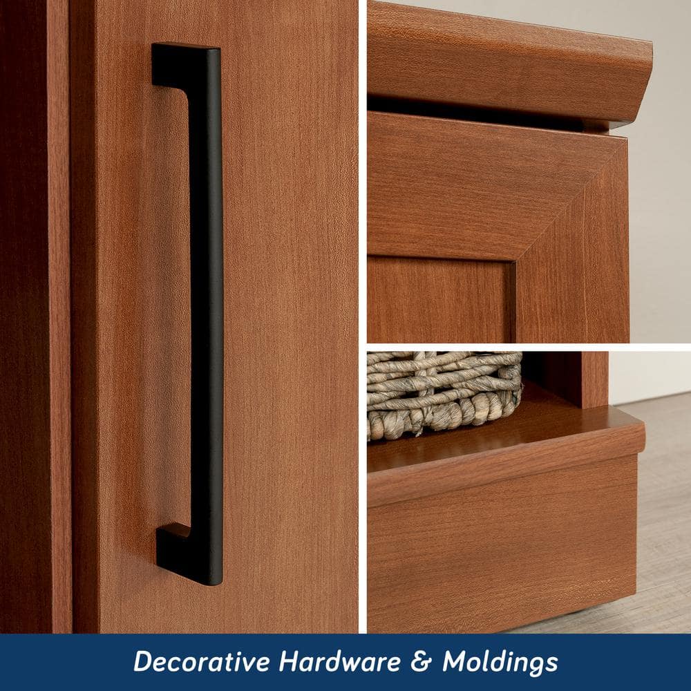 Sienna Oak Adjustable Shelving Tall Storage Cabinet