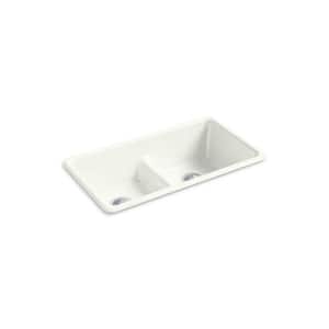 Iron/Tones 33 in. Drop-in/Undermount Double Bowl Dune Cast Iron Kitchen Sink