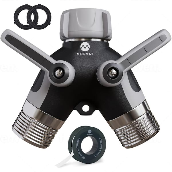 Morvat Heavy-Duty Metal 2 Way Garden Hose Y Splitter