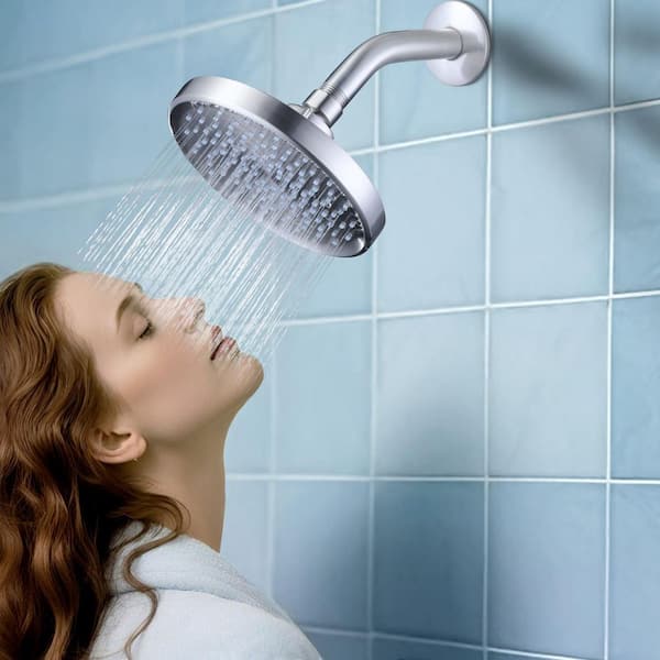 1-Spray Patterns with 1.8 GPM 6 in. Wall Mount Rain Fixed Shower Head in Brushed Nickel