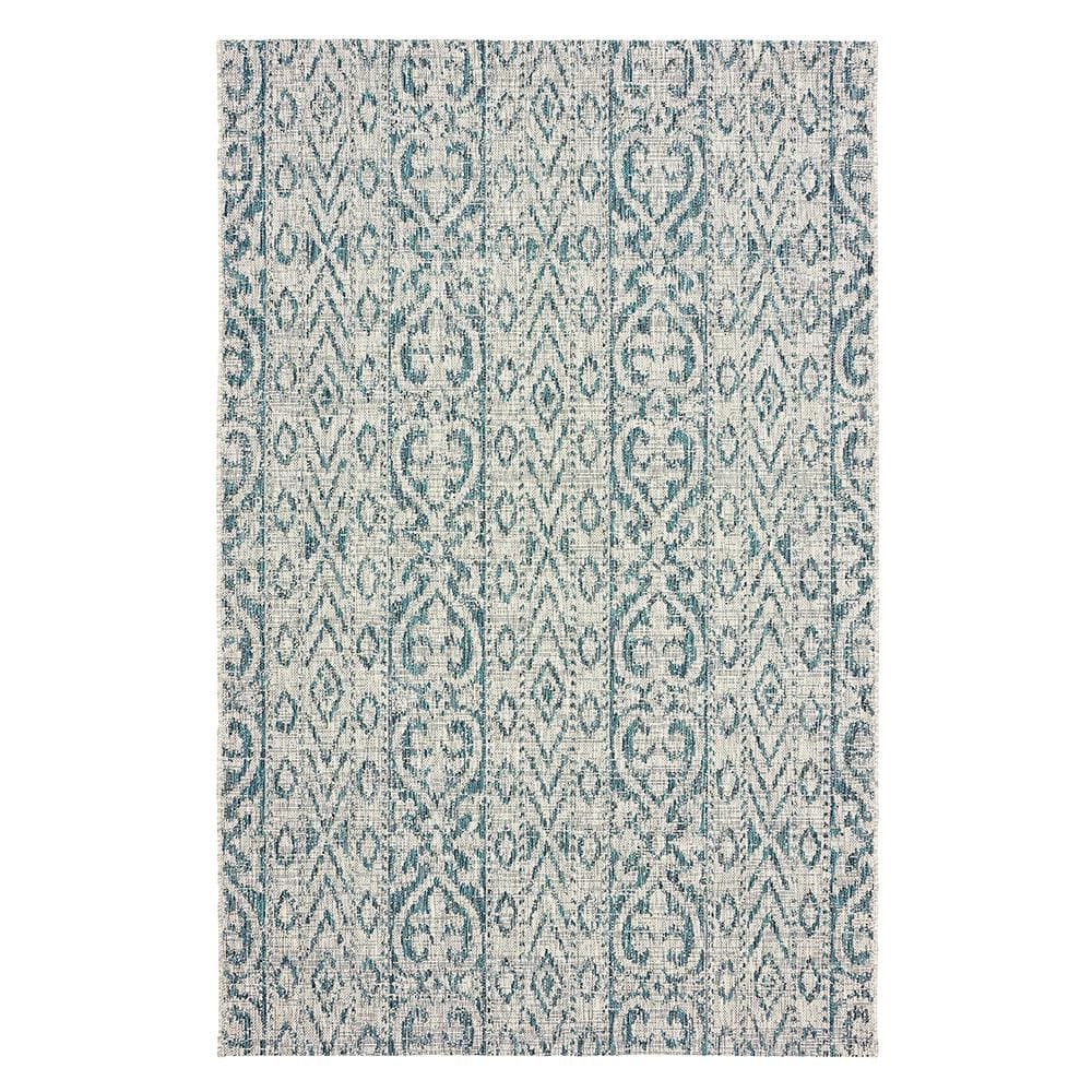 Silveria Sunville Blue/Gray 5 ft. x 8 ft. Entwined Geometric Polypropylene 