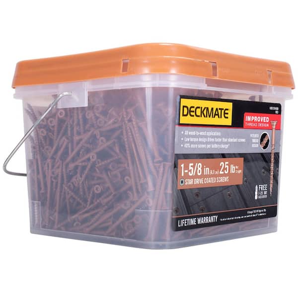 DECKMATE #8  x 1-5/8 in. Red Exterior Self-Starting Star Flat-Head Wood Deck Screws 25 lbs. box (1543 pcs)