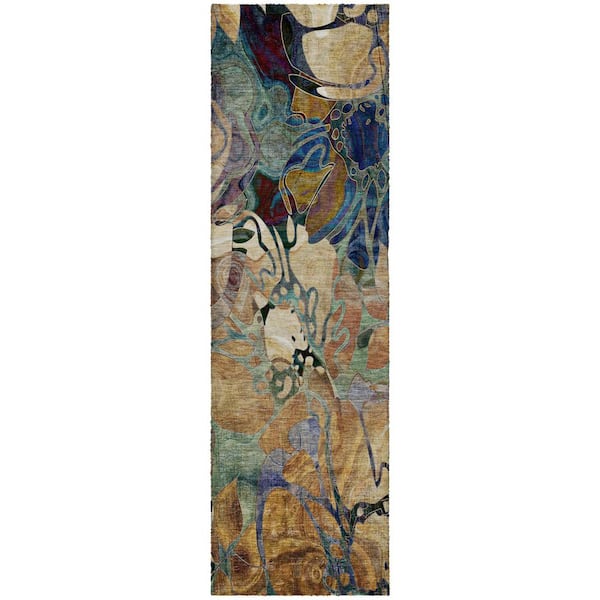 Dream Shag Premium Machine Washable Abstract ADS558 Beige 2 ft. x 7 ft. Runner Rug