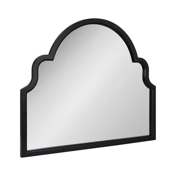 Kate and Laurel Hogan 36.00 in. W x 30.00 in. H Arch MDF Black Framed Modern Wall Mirror