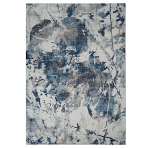 Avant Ivory Blue 2 ft. x 3 ft. Abstract Area Rug