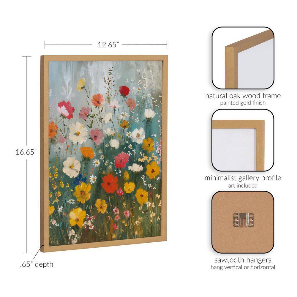 Boho Wildflower Garden Print with Gold Frame, 12x16
