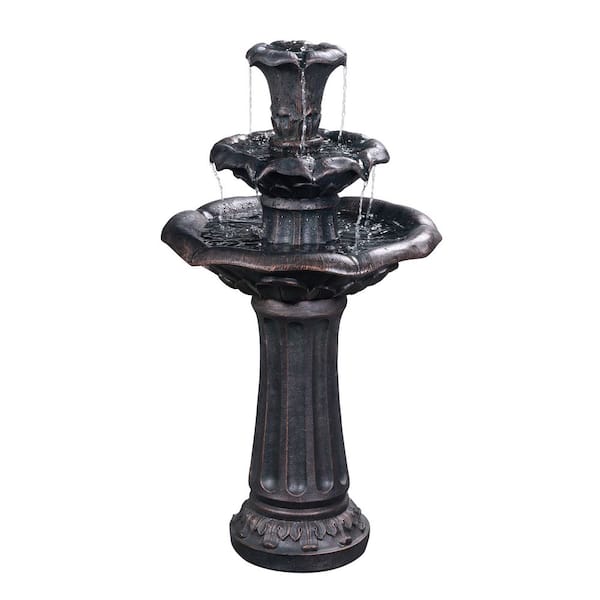 38 in. Outdoor Cascade Fountain with Adjustable Flow and Water Pump in Bronze