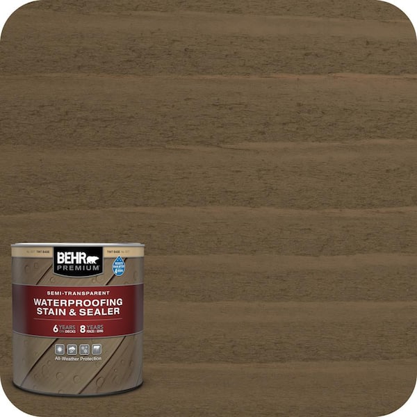 BEHR PREMIUM 1 qt. #ST-137 Drift Gray Semi-Transparent Waterproofing Exterior Wood Stain and Sealer