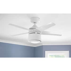 Air Filtering 48 in. Integrated LED Indoor White Ceiling Fan with Light Kit and Remote with Color Changing Technology