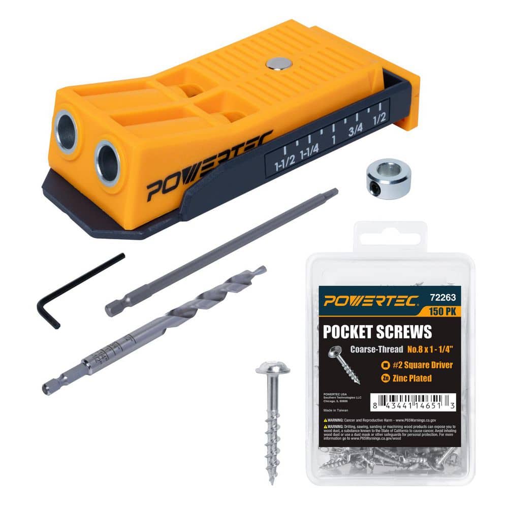 Twin Pocket Hole Jig Kit with Drill Bit, Driver Bit, Hex Key, Stop Collar & 150 PK Pocket Hole Screws, 1-1/4 in. Coarse price history on PriceWatchPro