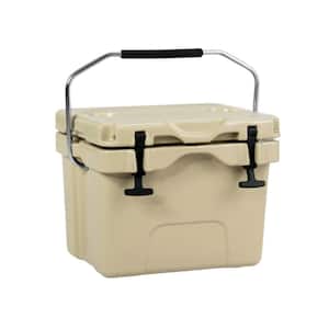 16 qt. Portable Insulated Ice Cooler with 24-Can Capacity, Leakproof, 4-Day Cold, Lockable and 2-Cup Holders in Khaki