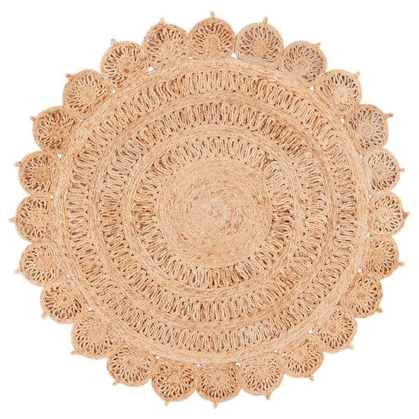 Natural Fiber 5 ft. x 5 ft. Natural Solid Color Round Area Rug