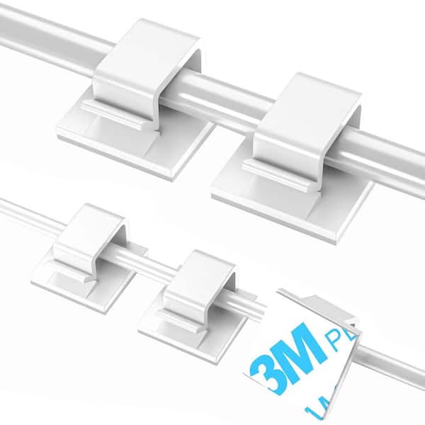 Adhesive Cable Clips Assorted Size Cord Organizer Wire Holder Clips White Strong Sticky 100-Pack for Home Office