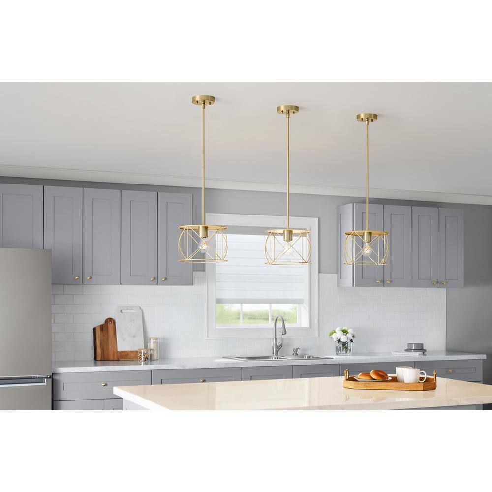 Buy Brushed Gold Pendant Light Kit with Full Metal Rod Online at Lowest
