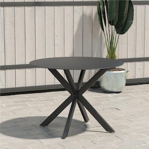 CosmoLiving by Cosmopolitan Circi Metal Outdoor Dining Table with Glass Top