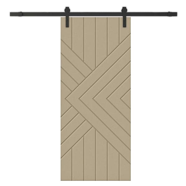 CALHOME 30 in. x 96 in. Unfinished Composite MDF Paneled Interior Sliding Barn Door with Hardware Kit