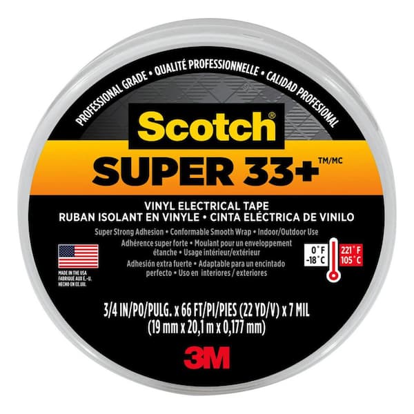 Scotch Super 33+ 3/4 in. x 66 ft. x 0.007 in. Vinyl Electrical Tape, Black