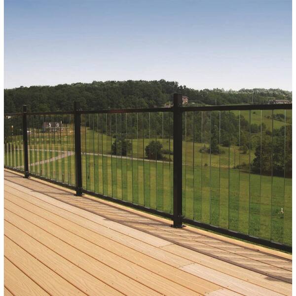 FORTRESS Al13 Home Pure View 6 ft. W x 1.3 in. H Black Sand Rail for Glass Panel (Pair)