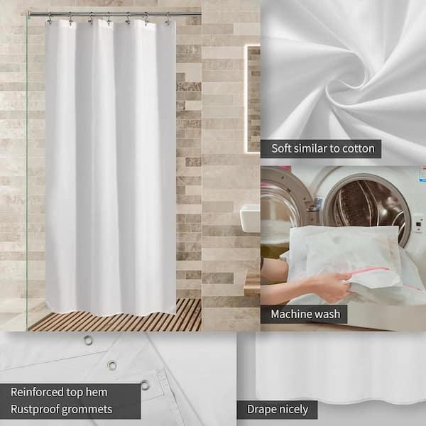 Curtain Set with 10 Plastic Hooks, Shower Curtains for Bathroom - 60 x 72