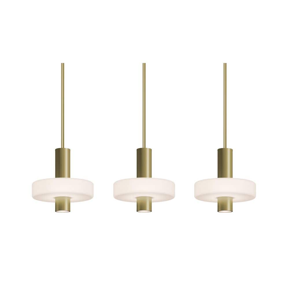 Sydney 21-Watt 3-Light Integrated LED Pendant Light Light Antique Brass with White Acrylic Shade price history on PriceWatchPro
