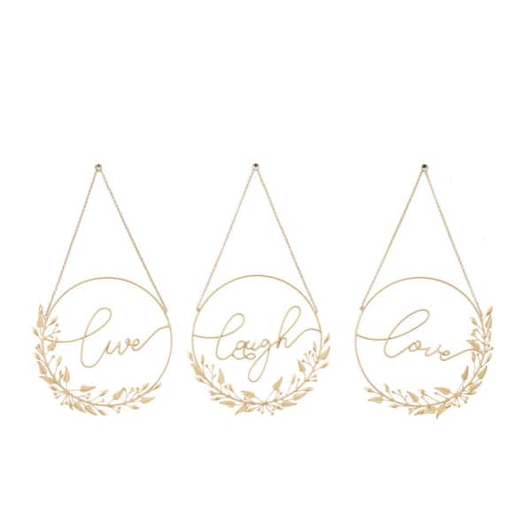 Gold Metal Bohemian Decorative Sign( Set of 3)