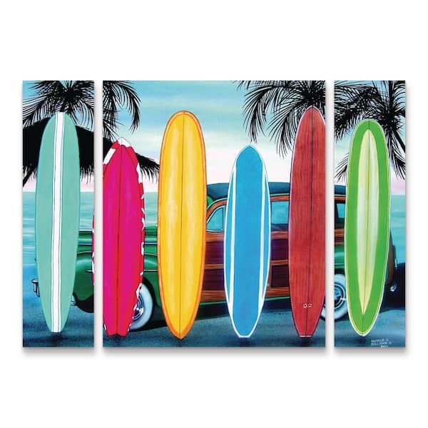 Trademark Fine Art Patrick Sullivan Woody and Surfboards 3-Piece Panel Set Unframed Photography Wall Art 30 in. x 41 in.