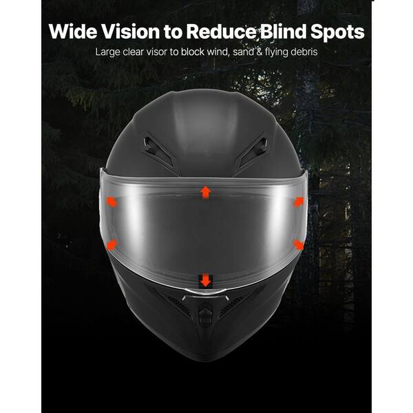 blind spot motorcycle helmets SKYSHALO Motorcycle Helmet, XL Matte Black Adult Motocross Dirt Bike Helmet with Large Clear Visor for Men & Women, 2025 update