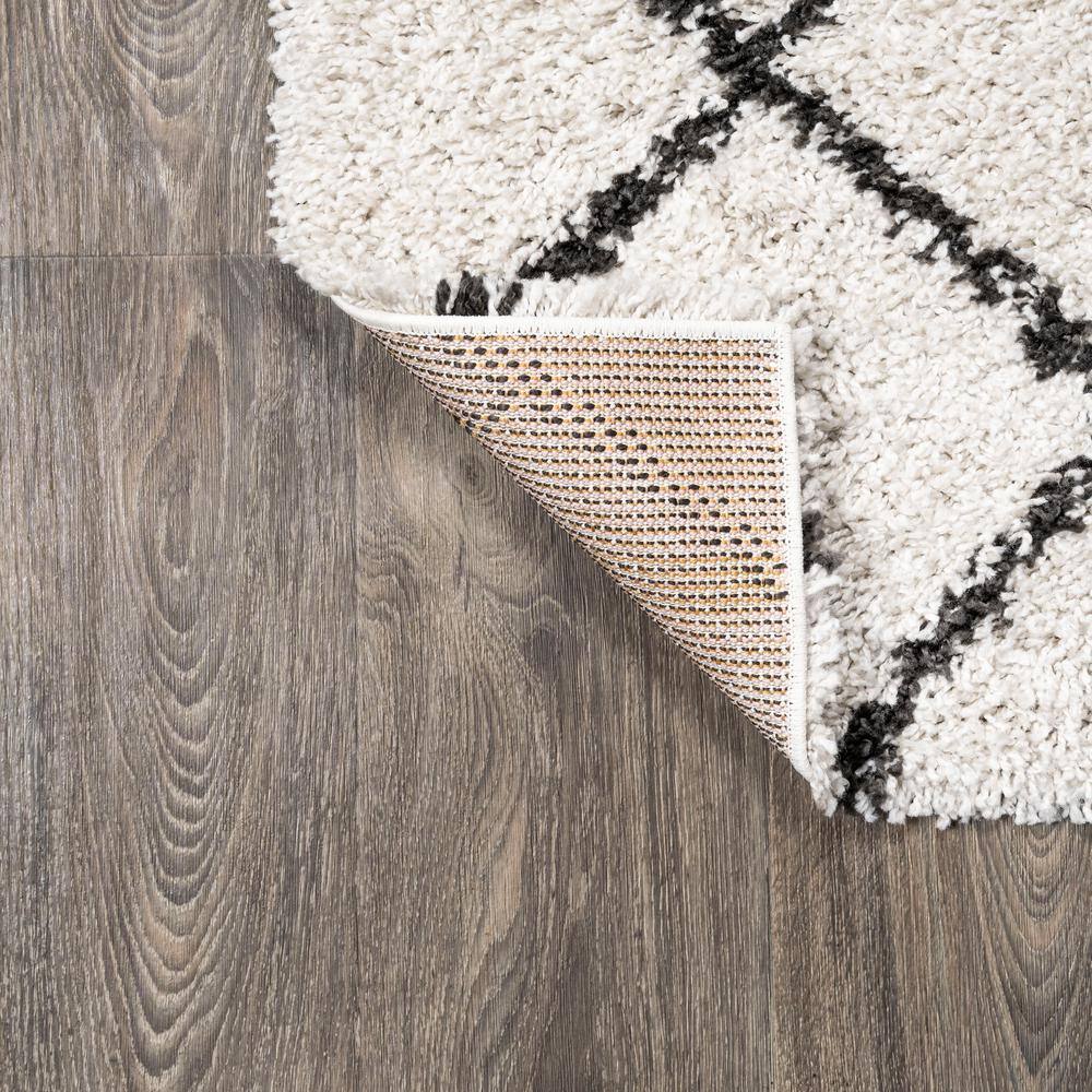Vintage Moroccan Diamond Shag 8' x 10' Area Rug in Gray and Ivory