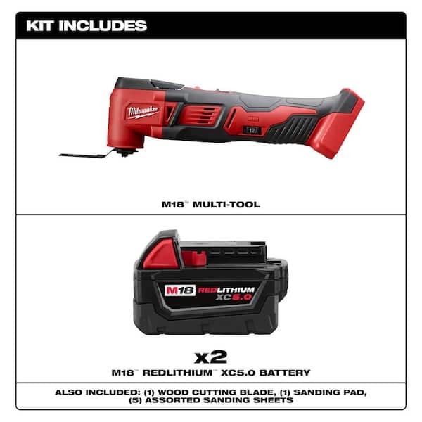 M18 18V Lithium-Ion Cordless Oscillating Multi-Tool w/ (2) M18 5.0 Ah Batteries