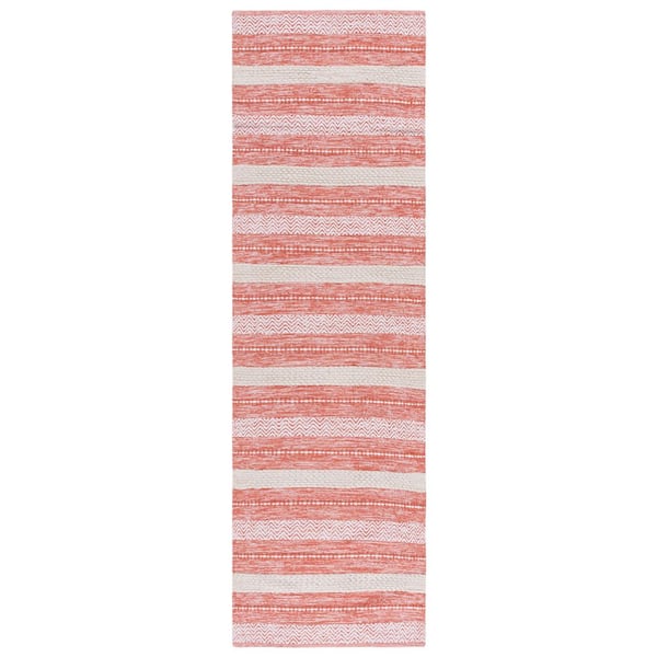 Montauk 2 ft. x 8 ft. Orange/Ivory Modern Striped Runner Rug