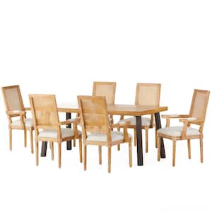 Rumbrook 7-Piece Natural and Beige Wood Dining Set
