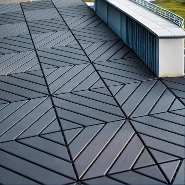 Tidoin Outdoor 1 ft. x 1 ft. Composite Interlocking Tile Deck Tile in Gray(54 Per Box)