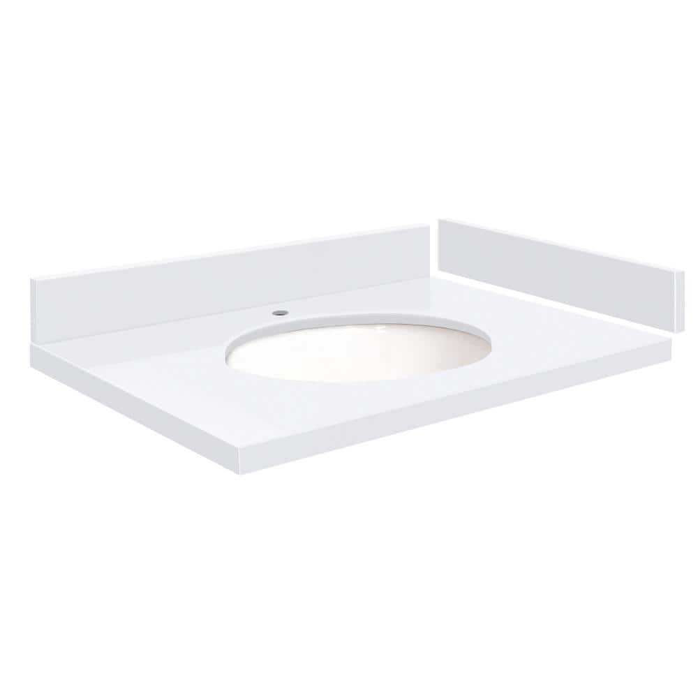 Silestone 27.5 in. W x 22.25 in. D Quartz White Round Single Sink Vanity Top in Miami White price history on PriceWatchPro