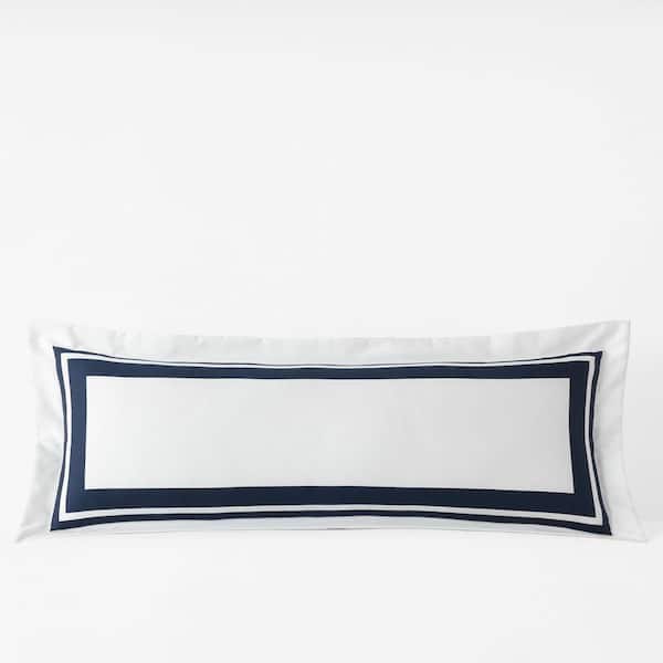 Legends Hotel Double Border Navy 14 in. X 40 in. Throw Pillow Cover