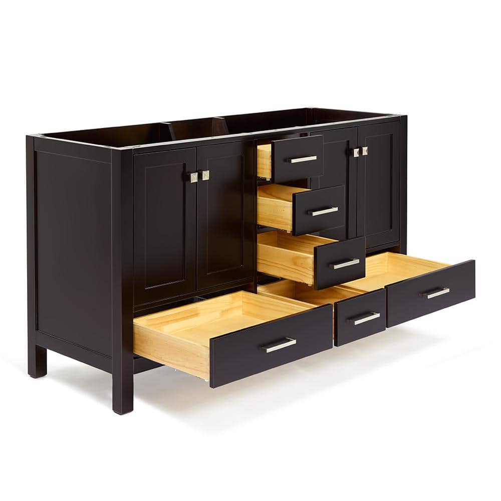 Cambridge Espresso 60" Double Vanity Cabinet with Nickel Hardware