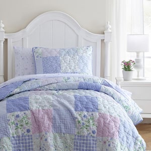 Parker Patchwork 3-Piece Microfiber Purple Full Quilt Set