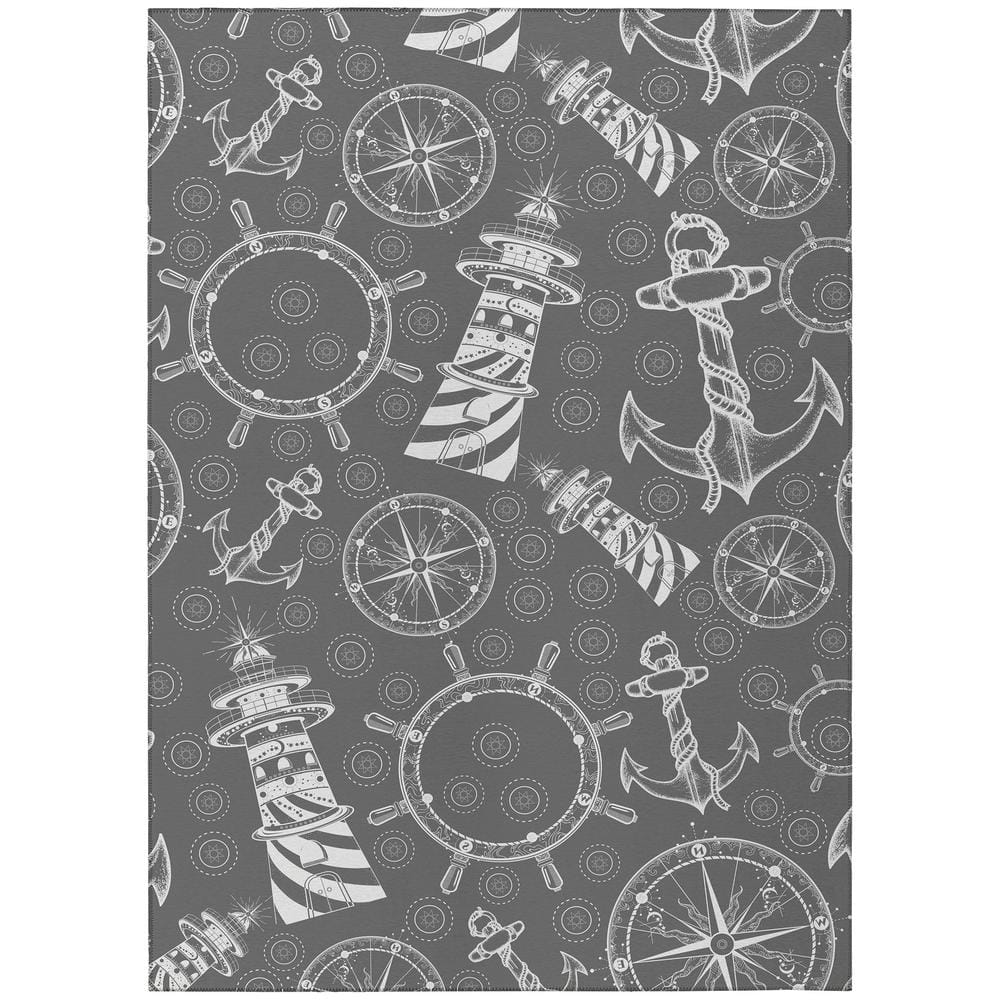 Harpswell Grey 5 ft. x 7 ft. 6 in. Geometric Indoor/Outdoor Area Rug