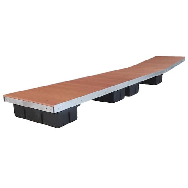 32 ft. Low Profile Floating Dock with Brown Aluminum Decking
